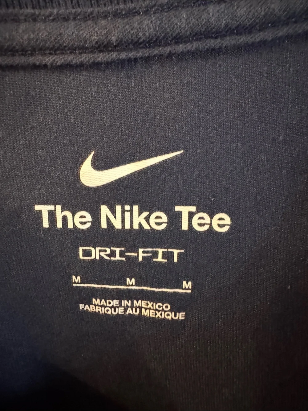 Nike Dri-Fit Tee in Navy with White Logo